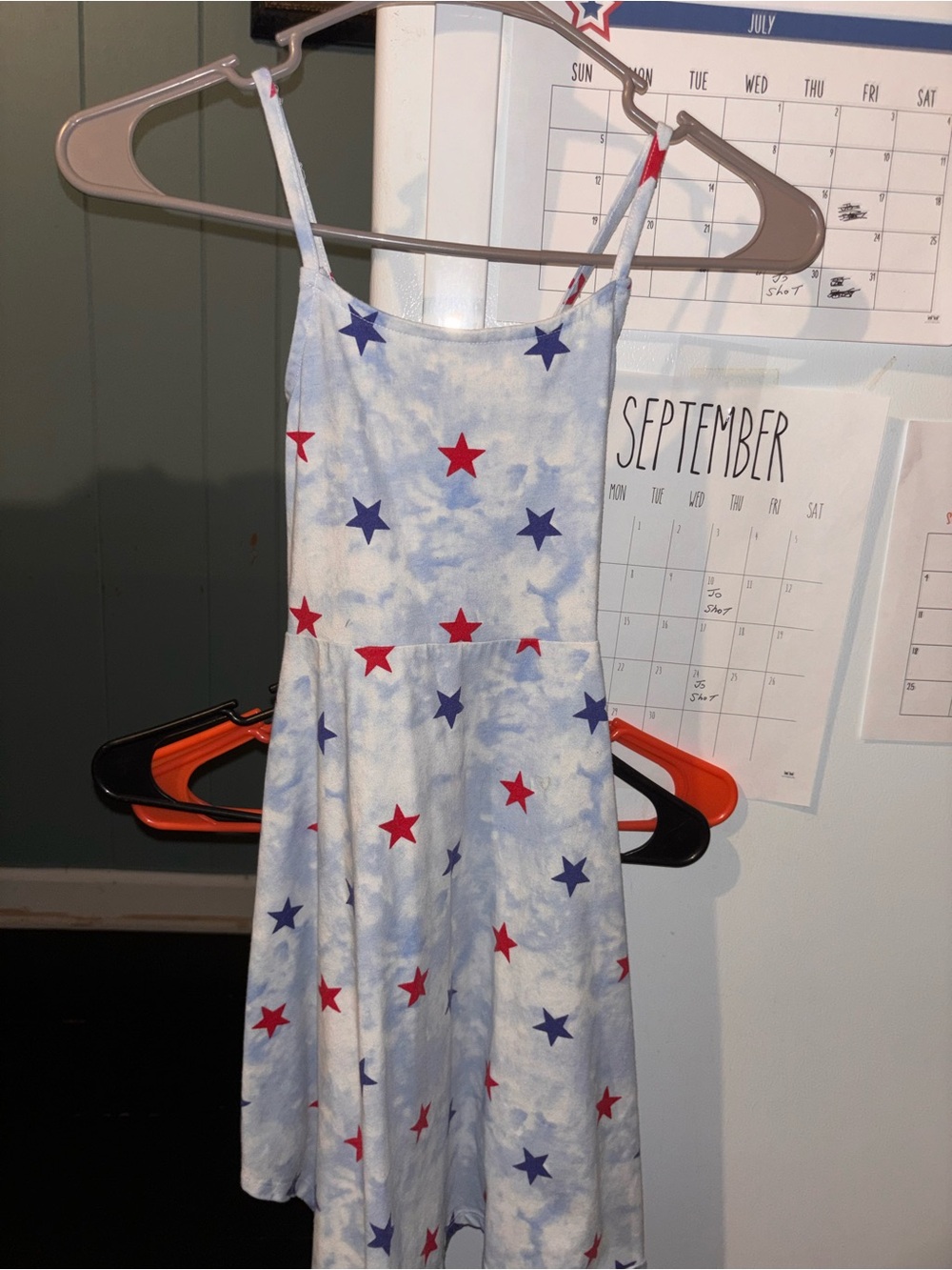 jumping beans Light Blue Star Print Dress with Red and Blue Stars